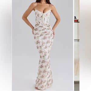 ✨NEW✨ House of CB Calista Stretch Mesh Bodycon Corset Cocktail Floral Dress S